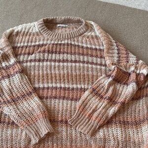 American Eagle Outfitters Beige and Brown Striped Sweater